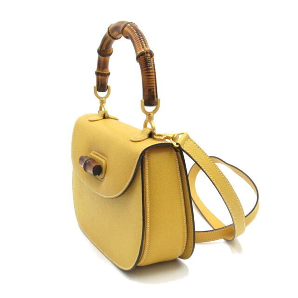 Gucci Bamboo Shoulder Bag Leather Yellow - Picture 3 of 10